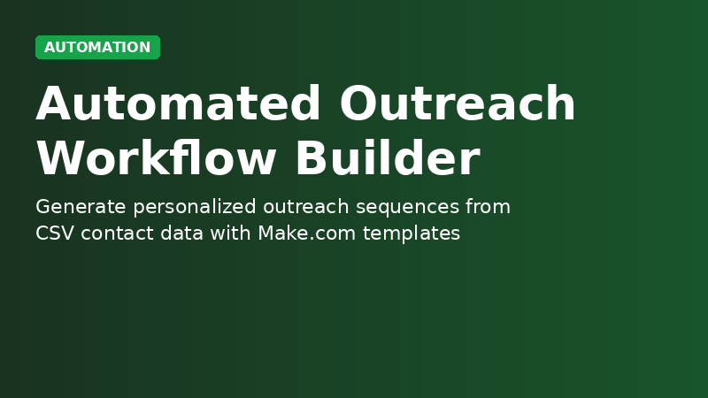 Automated Outreach Workflow Builder demo