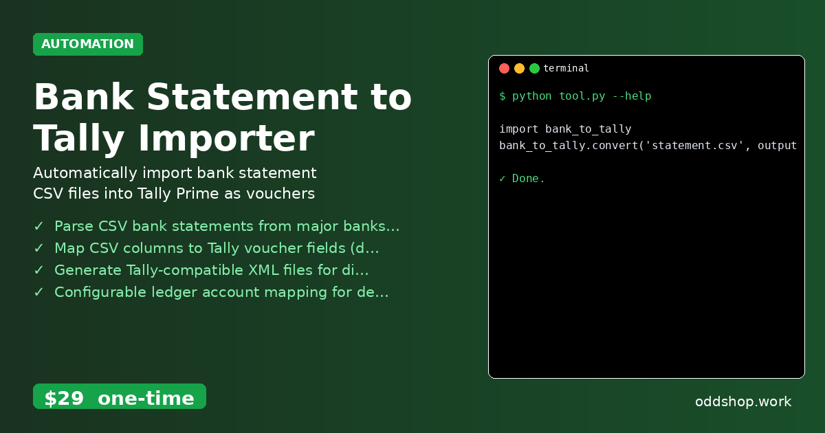 Bank Statement to Tally Importer