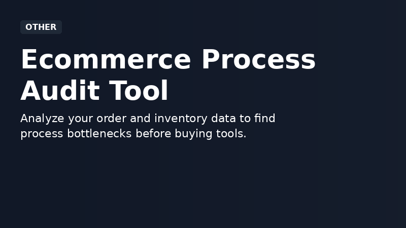Ecommerce Process Audit Tool demo