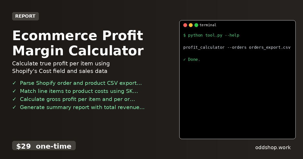 Ecommerce Profit Margin Calculator