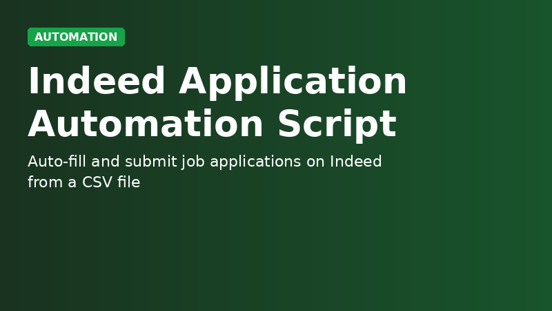 Indeed Application Automation Script demo