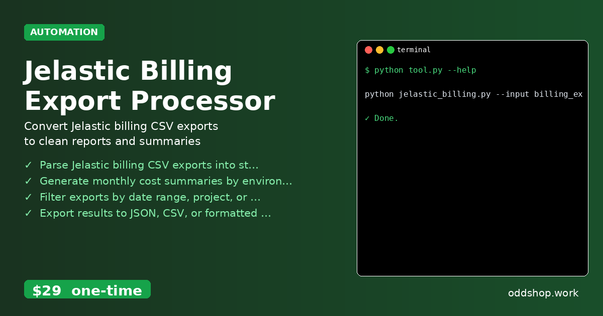 Jelastic Billing Export Processor