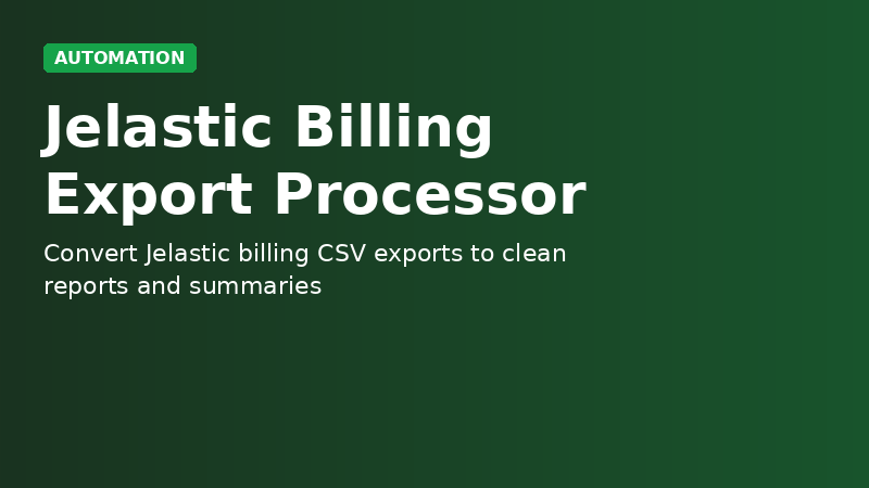 Jelastic Billing Export Processor demo