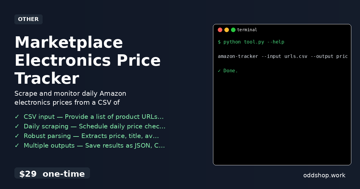 Marketplace Electronics Price Tracker