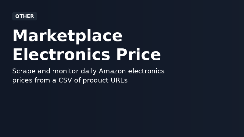 Marketplace Electronics Price Tracker demo