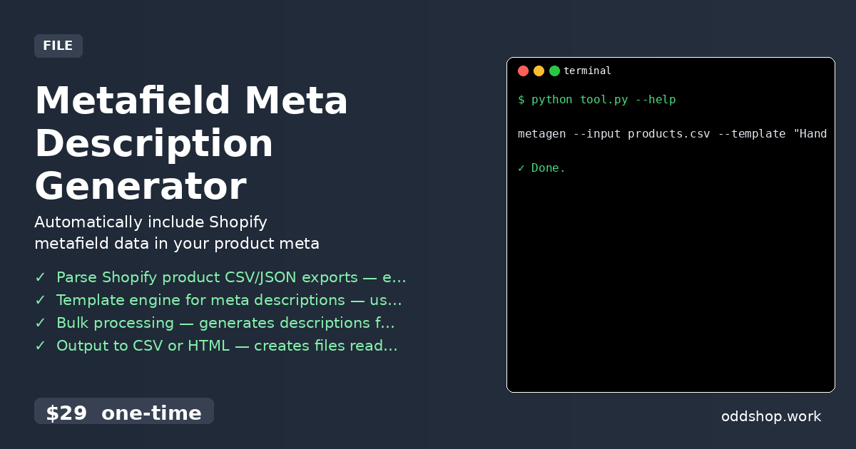 Metafield Meta Description Generator