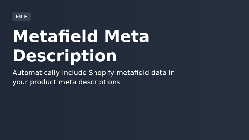 Metafield Meta Description Generator demo