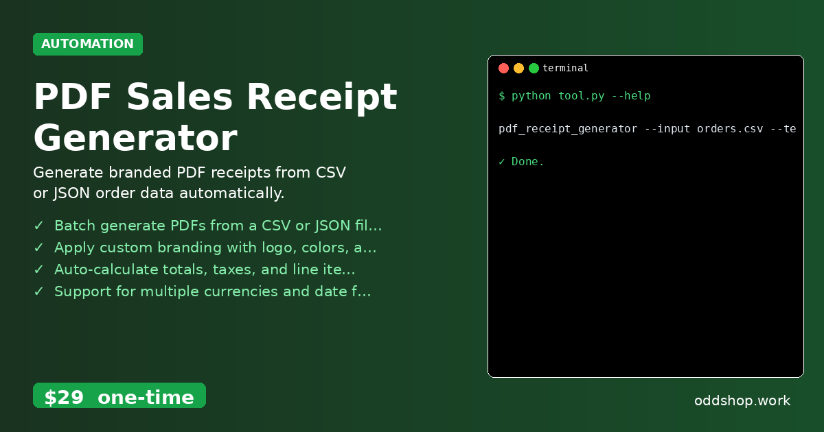 PDF Sales Receipt Generator