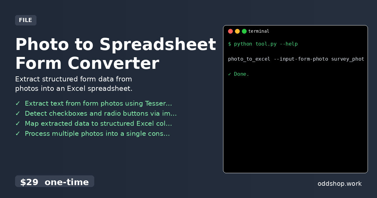 Photo to Spreadsheet Form Converter