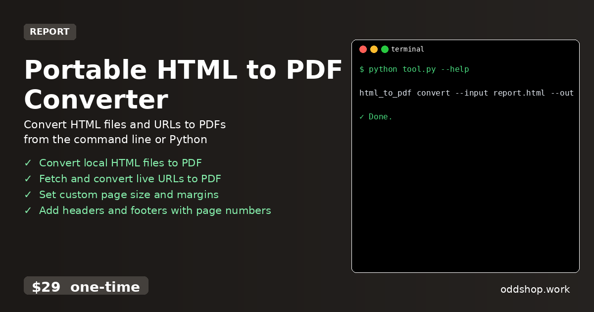 Portable HTML to PDF Converter