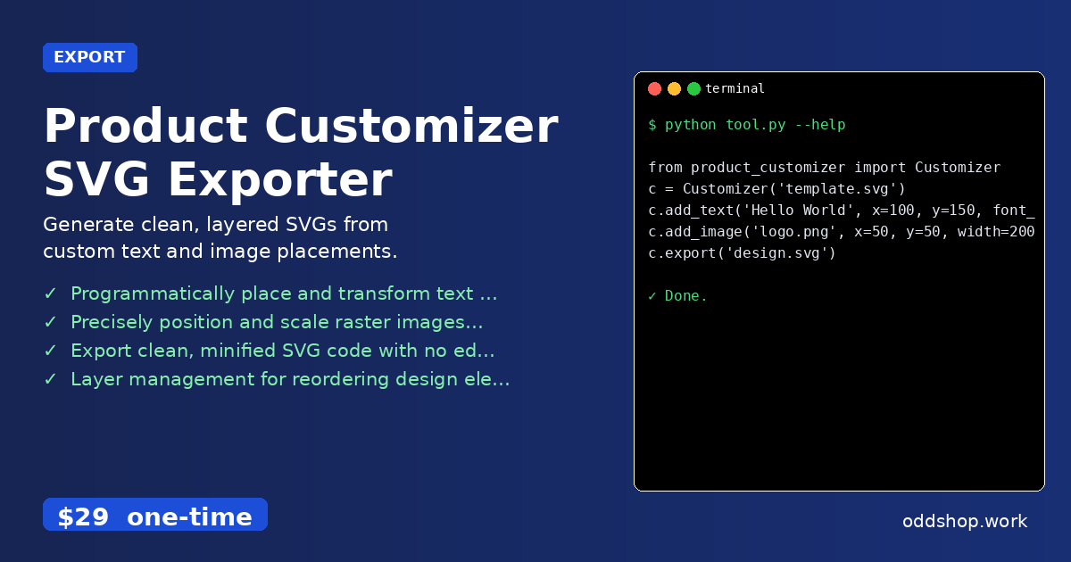 Product Customizer SVG Exporter
