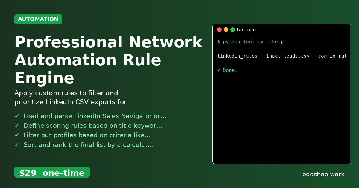Professional Network Automation Rule Engine