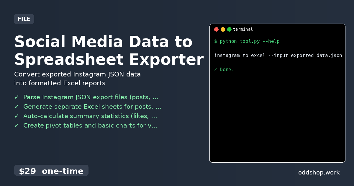 Social Media Data to Spreadsheet Exporter