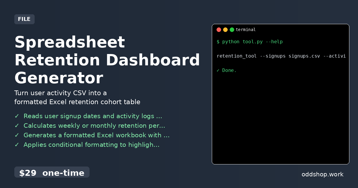 Spreadsheet Retention Dashboard Generator
