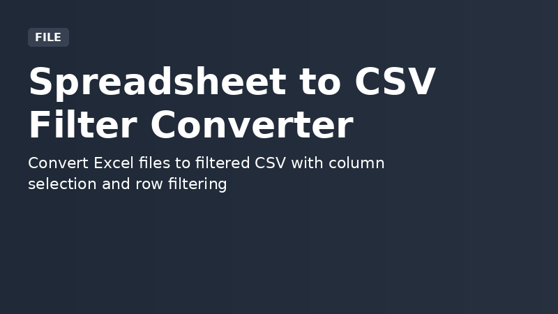 Spreadsheet to CSV Filter Converter demo