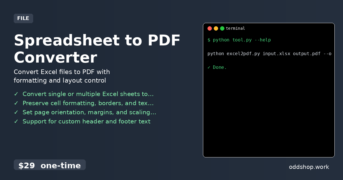 Spreadsheet to PDF Converter