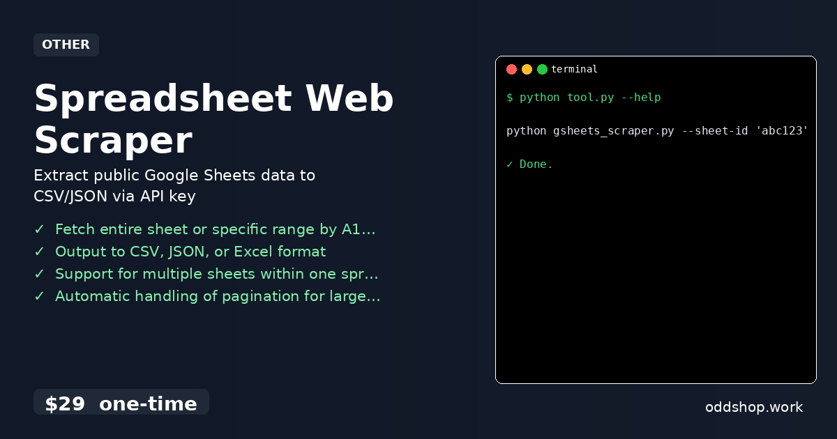 Spreadsheet Web Scraper