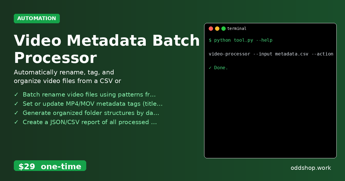 Video Metadata Batch Processor